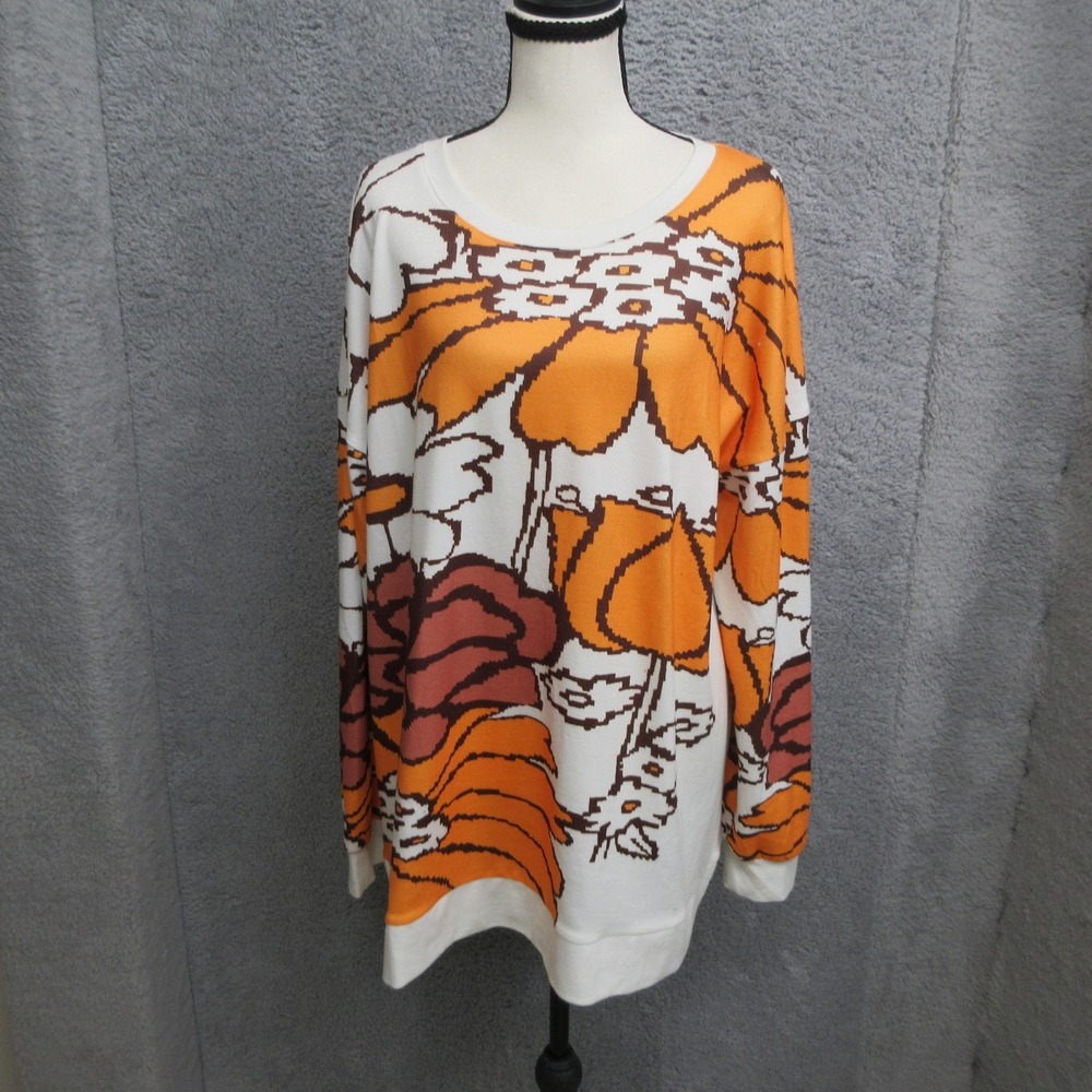 Southern Stitch Floral Shirt 2XL Orange Retro Graphic Daisy Cottagecore Feminine